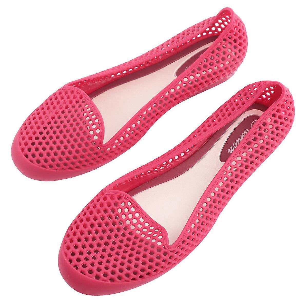 Red Durable Flat Leisure Beach Shoes for Summer Activities 1Pair