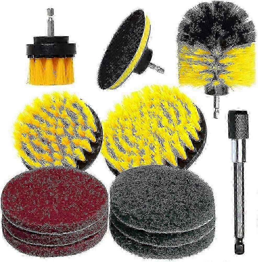 12Piece Drill Brush Attachments Set, Power Scrubber Brushes for Drill, Scrub Pads,Buffing