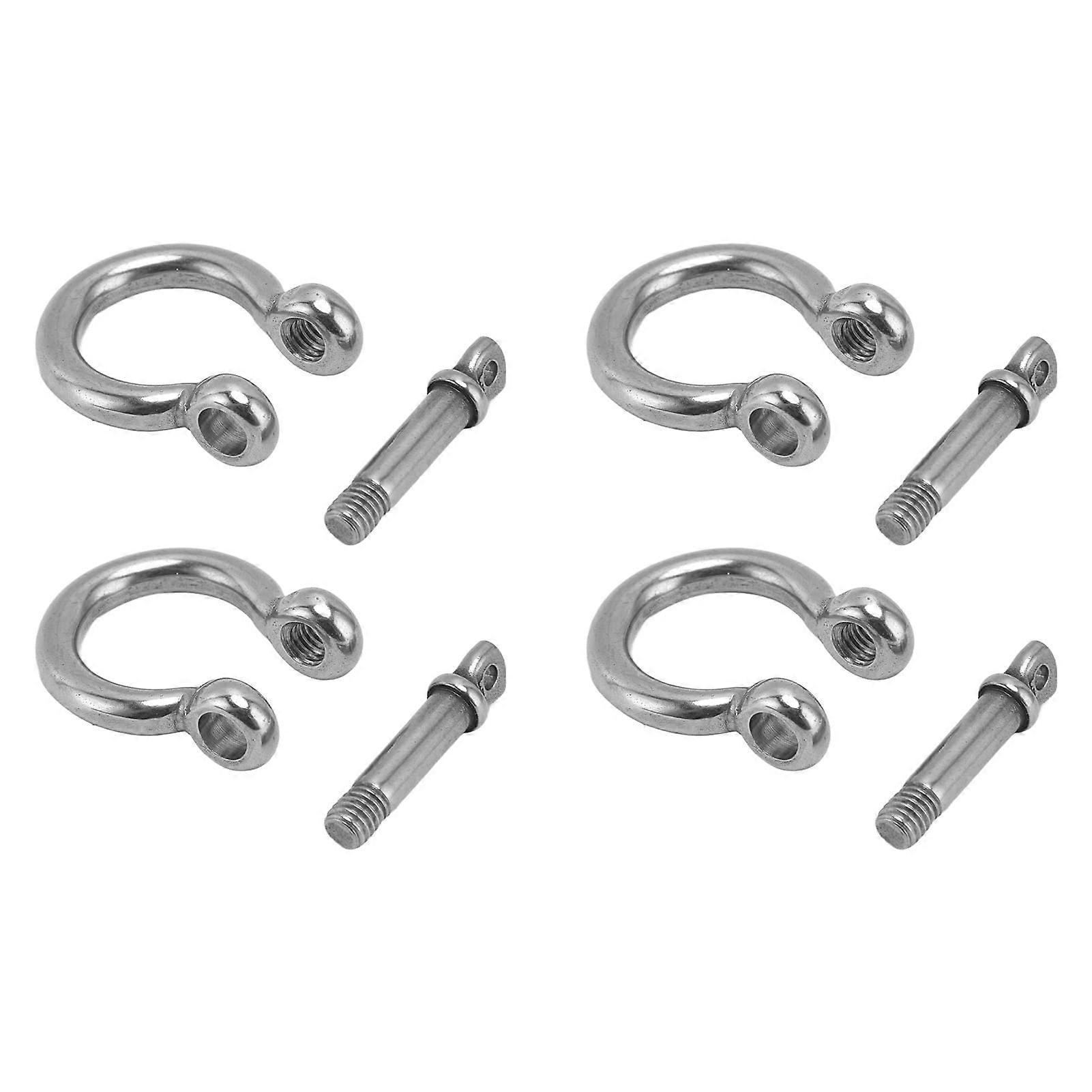 4pcs 304 Stainless Steel Bow S Shackle with S Pin for D Load Clamp Replacement M8 (M12)