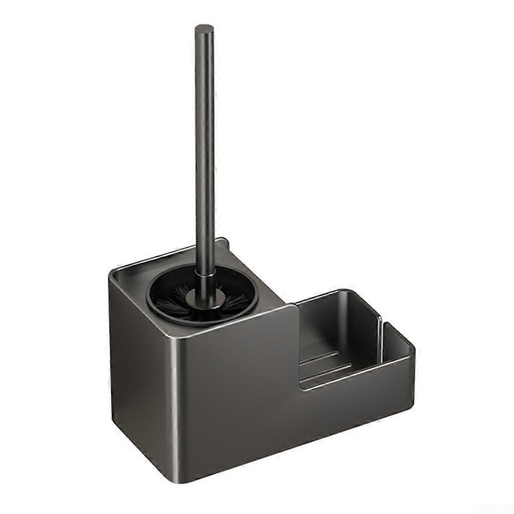 Easy access for toilet brush with wall shelf for modern bathroom style (black)