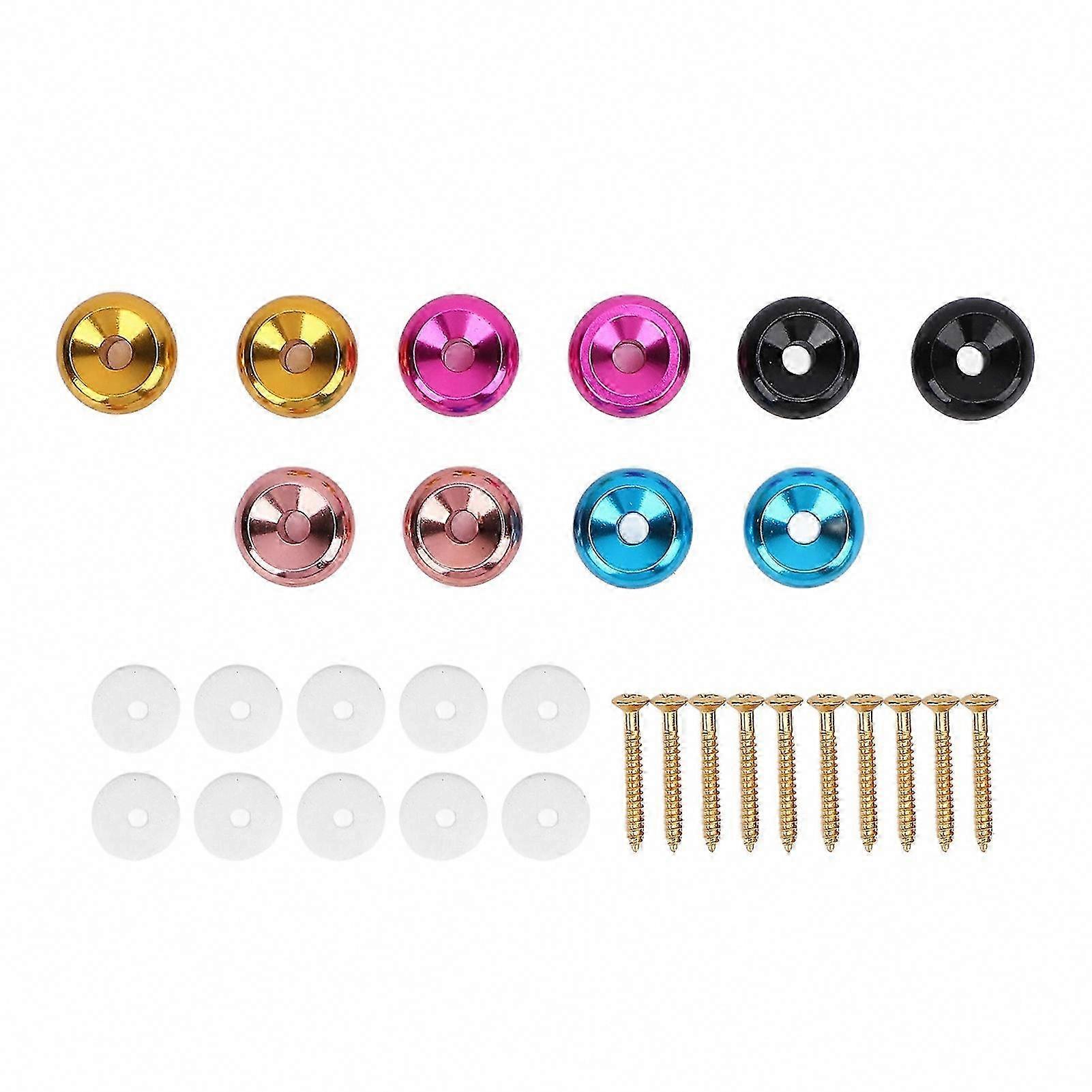 10-Pack Guitar Strap Button Lock Pins - Metal Anti-Slip Strap End Pins with Sponge Pads for Secure Fit