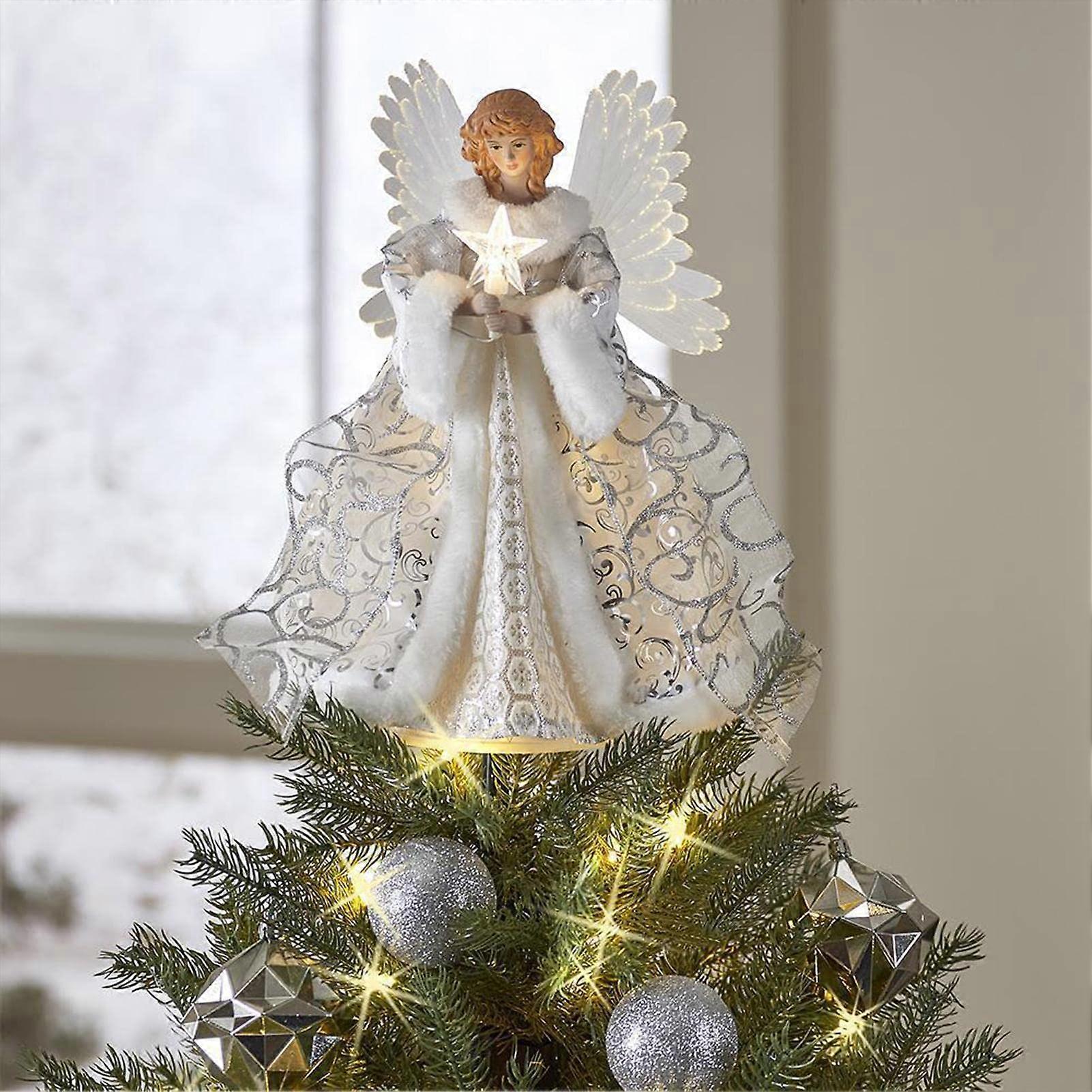 Fairy Angel Tree Topper LED Light Feather Wings Model B New Year Decoration