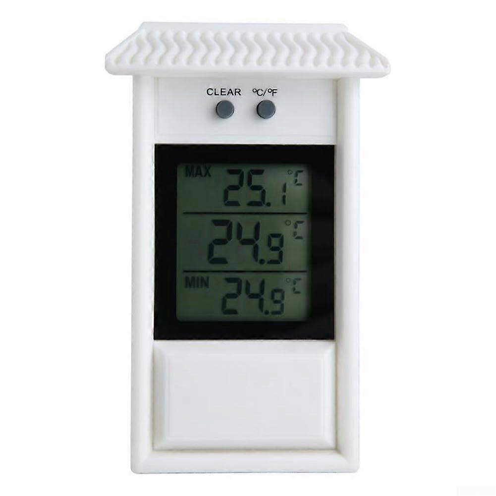 Digital Garden Thermometer Max Min Functionality Waterproof Design For Outdoor Use White