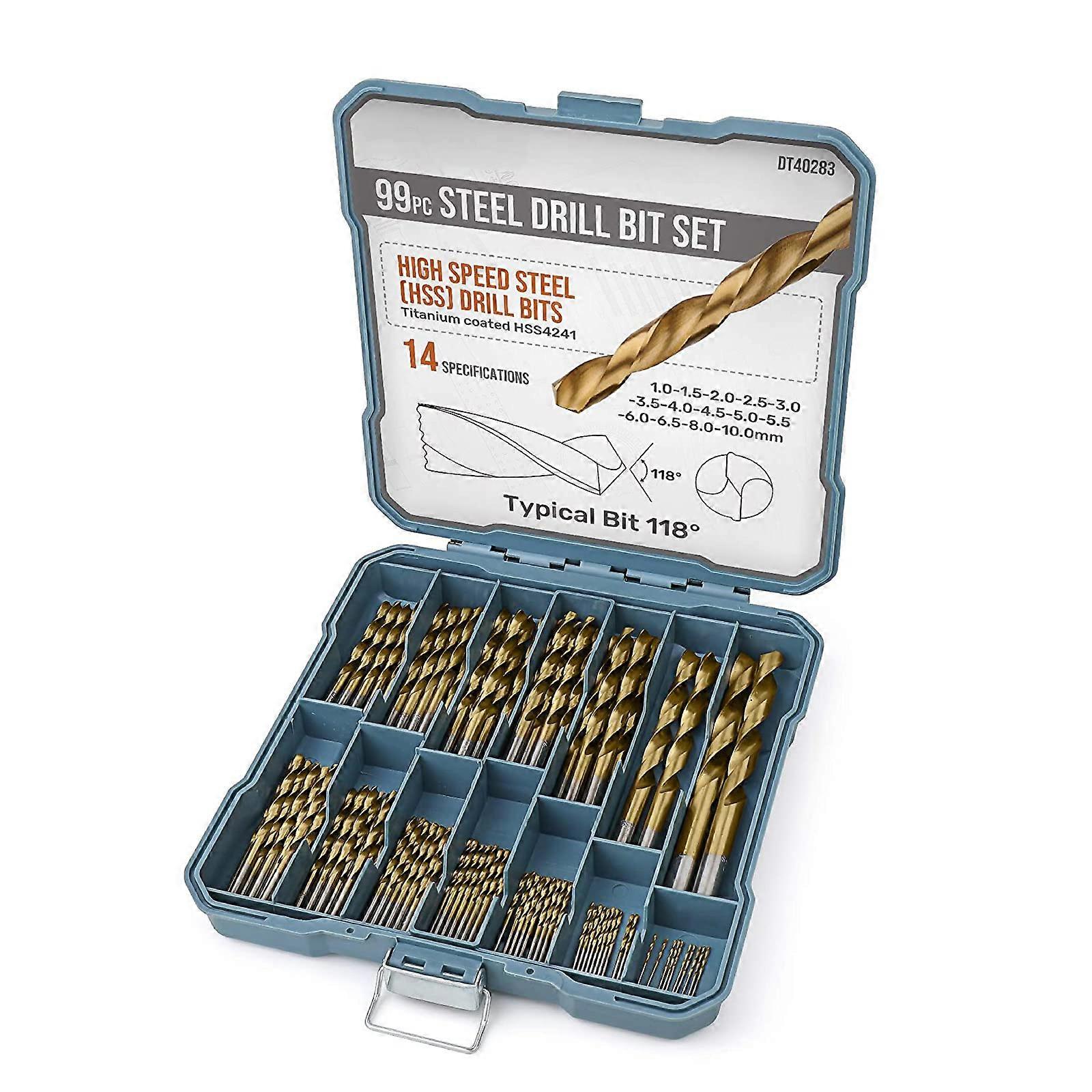 HSS Drill Twist Bits Set For Drilling In Metal Modern Tools Resistance Sturdy 99 pieces