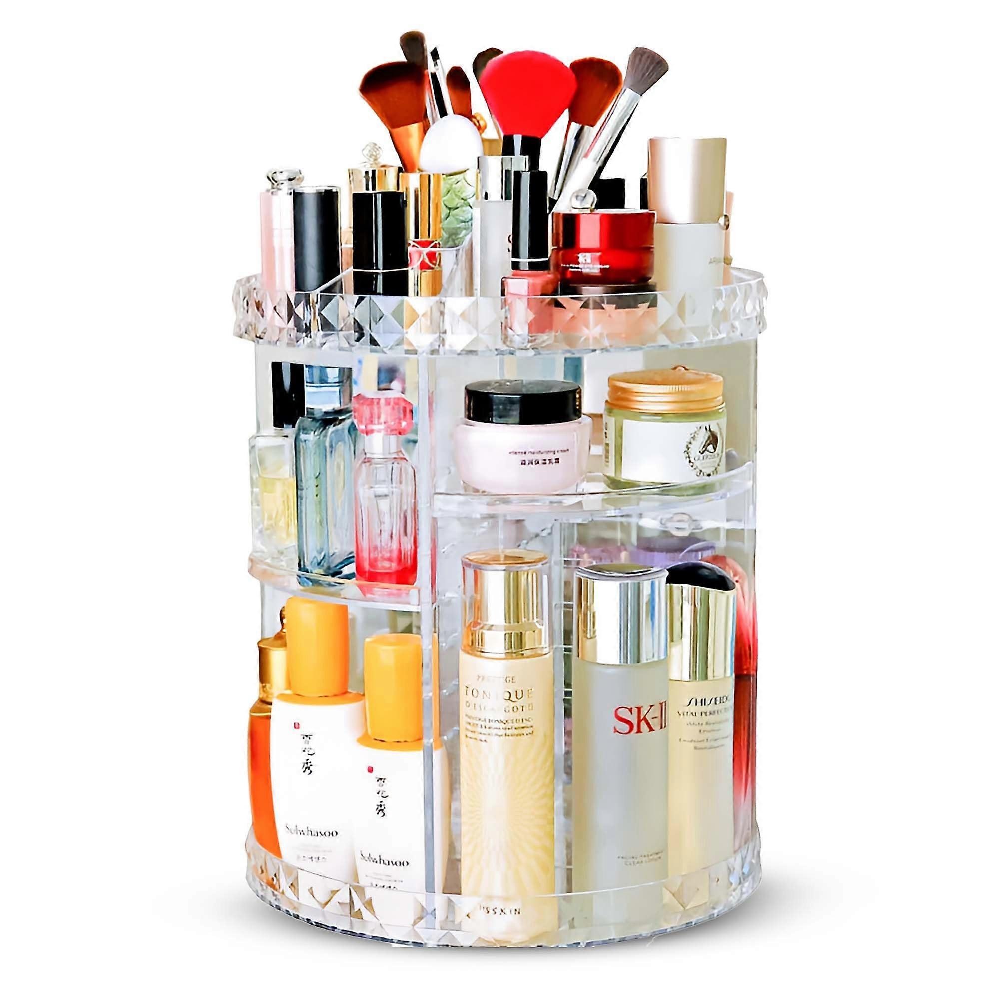 SANDA 360 Degree Rotating Makeup Organiser, Adjustable Layers, Large Capacity Perfume Stand Makeup Storage Vanity Organiser