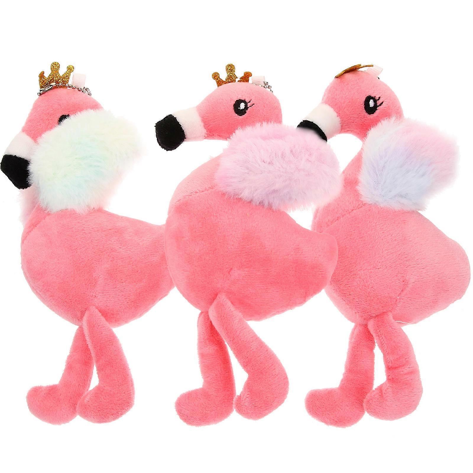 Flamingo Key Chain Decoration for Keys Made of Pp Cotton and Metal Suitable for Christmas 3Pcs
