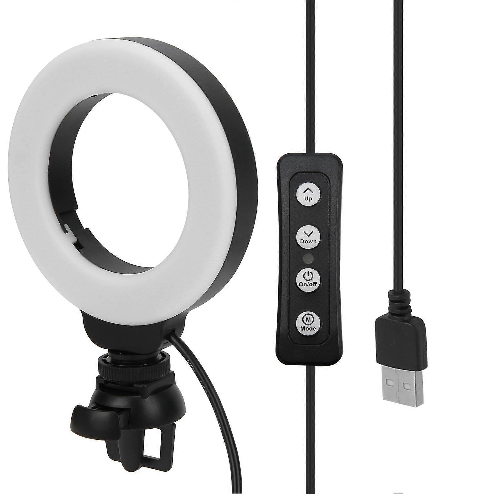 4in Black LED Dimmable Ring Light with Clip for Laptop PC