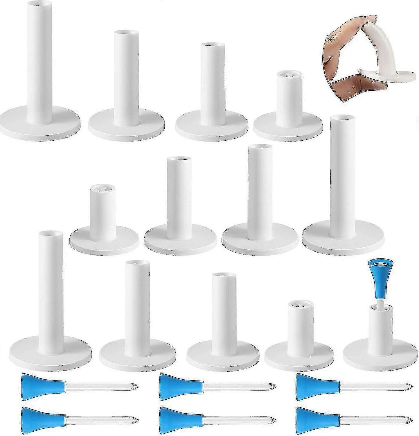 12pcs Golf Rubber Tees Set, Range & Driving Practice, White