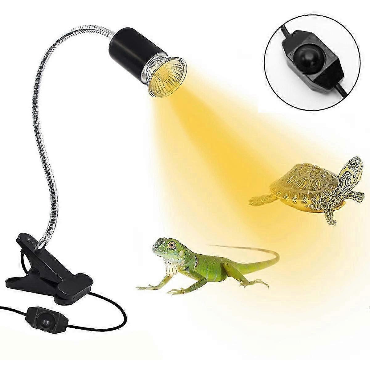 2025 Adjustable Basking Heat Lamp for Reptiles, Uva Uvb Light with Deep Dome Reflector Simulated Desert Lighting, Dimmable Switch for Aquarium and
