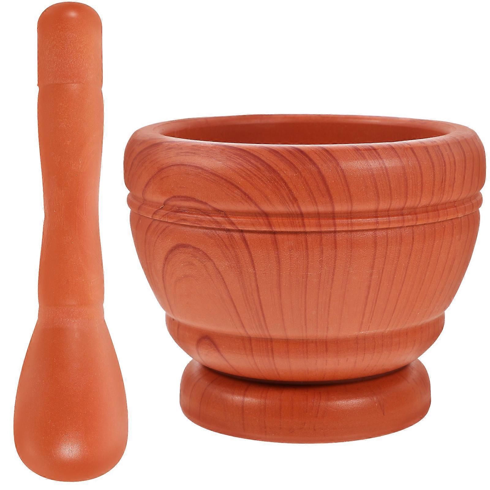 Brown Plastic Garlic Pestle Set for Potato Pressing and Spice Grinding Safe Comfortable Reusable 1 Set
