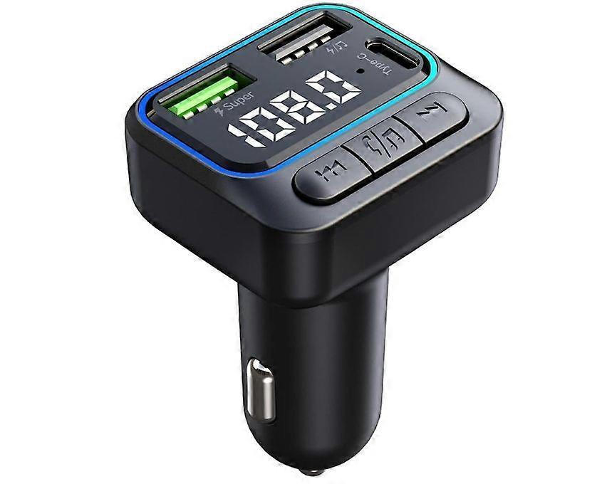 Bluetooth 5.0 FM Transmitter for Car, Hands Free Calling, QC3.0 & PD 22.5W Quick Charger & Lossless Audio Quality Car Radio Bluetooth Adapter(Black)