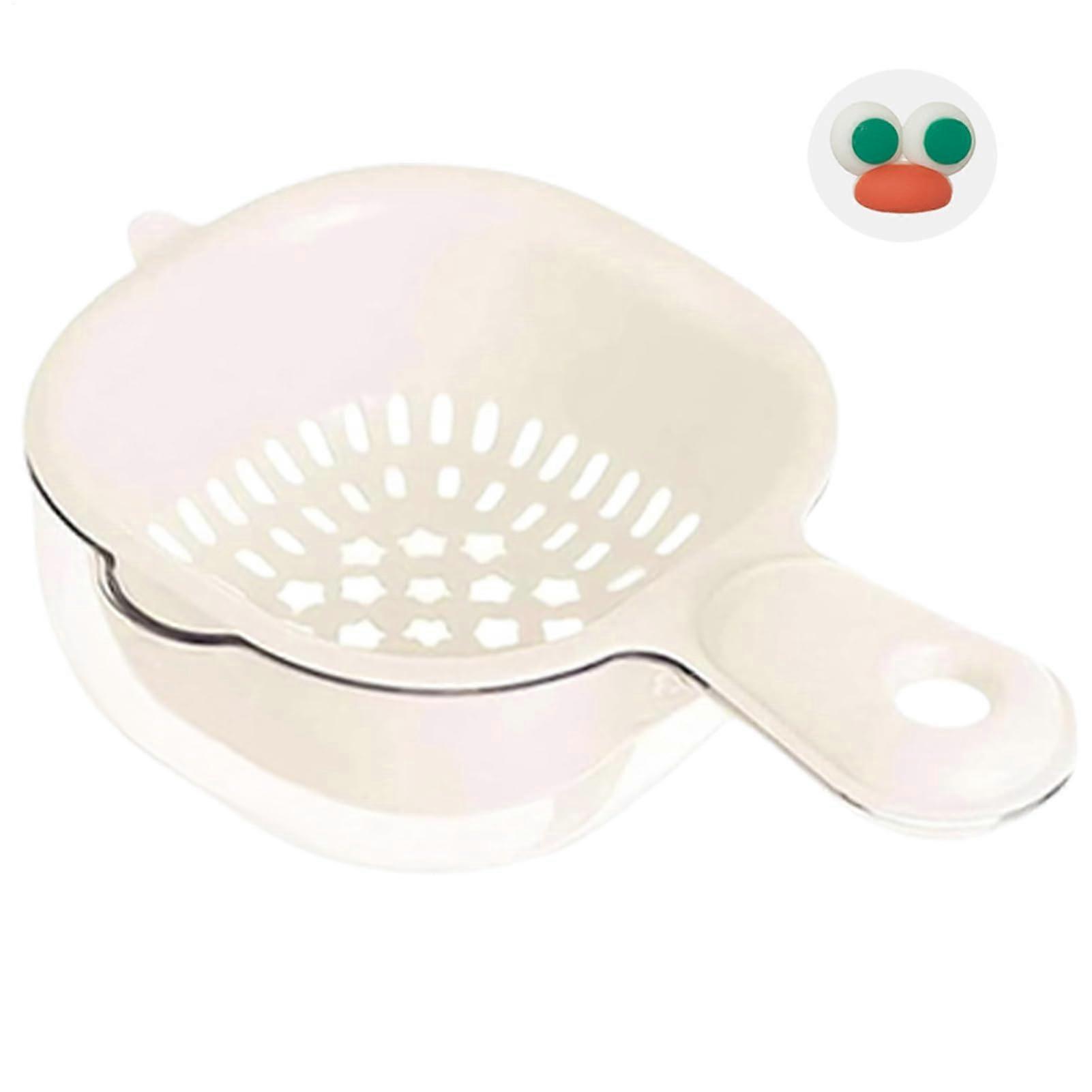Fruit Strainer 2In1 With Rotating Handle For Berries Vegetables And Salad White Kitchen Draining Daily Use