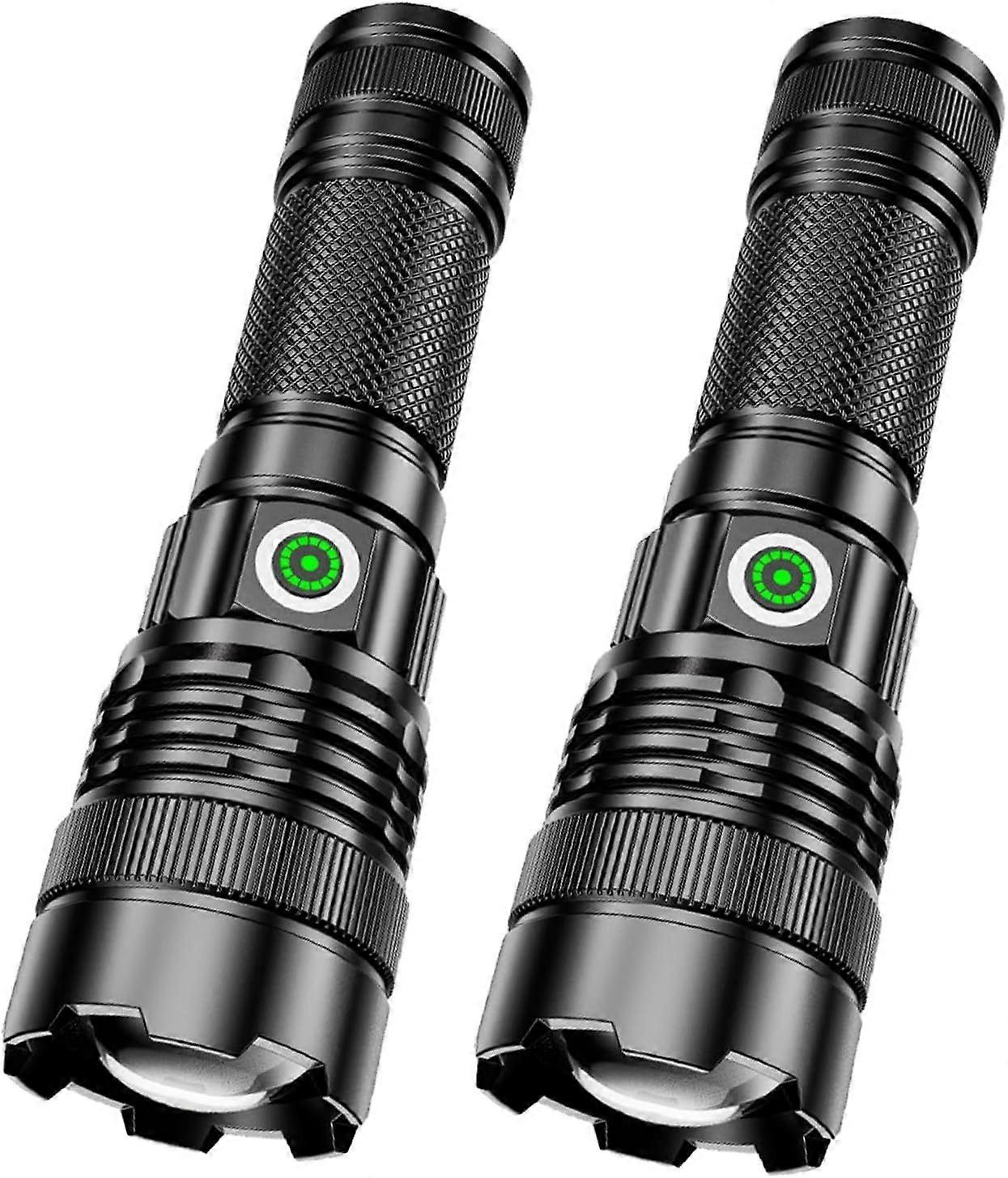 Dimmable Flashlight High Lumens - Powerful Super Bright Tactical Flashlights with 4 Modes (2 Pack)(Black)