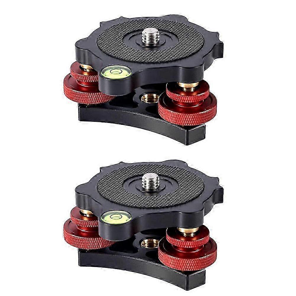 2PCs Camera Tripod Leveling Base with 3-Tri-Wheel Head & 3/8in Thread - Adjustable up to +/-5