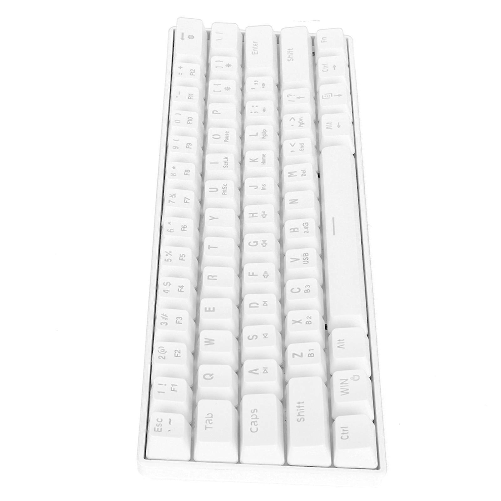 HXSJ Gaming Keyboard 61 Keys RGB Backlit Portable Three Modes Wireless Ergonomic Mechanical Keyboard for Home OfficeWhite 