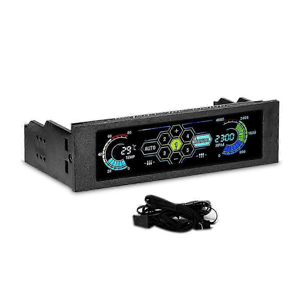 50W Multi-Function PC CPU 5 Channel Fans Controller for Touch Screen LCD Fan Temp Speed Adjuster Front Panel 5.25" Bay