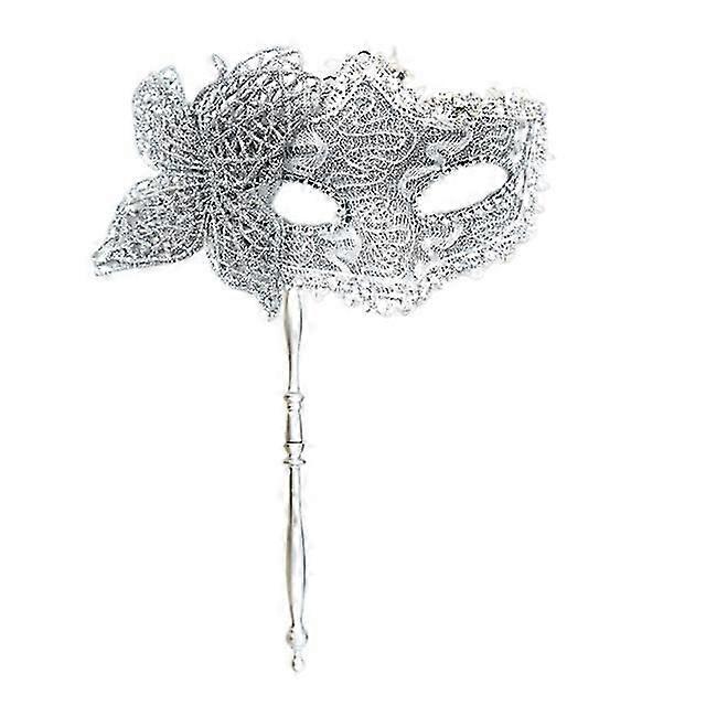 Masquerade Mask with Holding Stick Halloween Party Mask Shiny Sequins Queen Mask