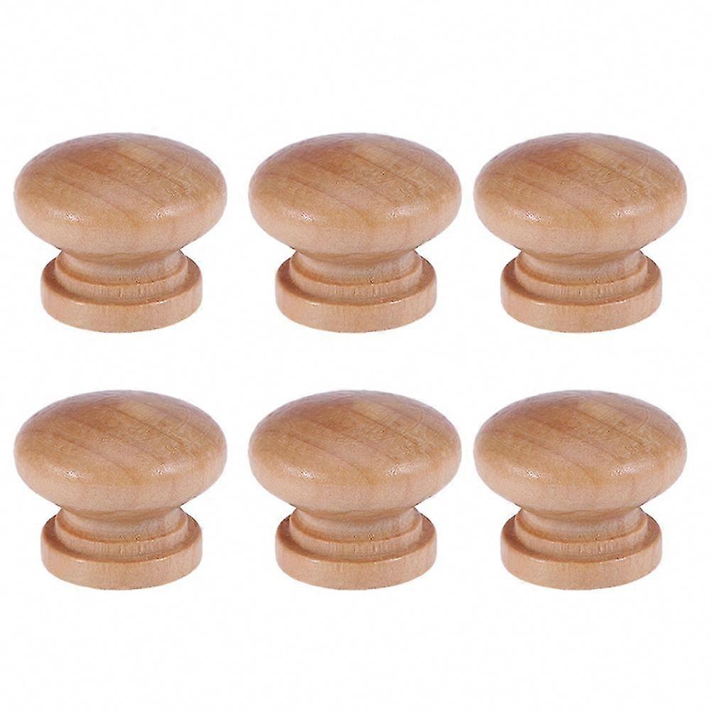 6pcs Mushroom Shape Cabinet Handle Wooden Drawer Knobs for Home Single Hole Pulls