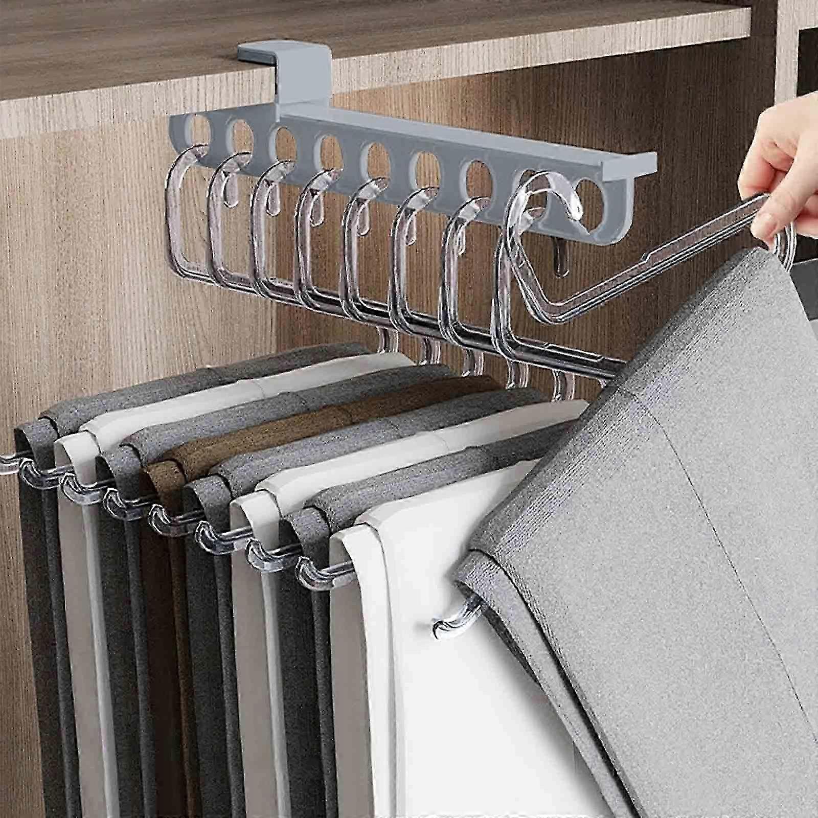 Pull-Out Slide Rail Pants Rack, Space-Saving Wardrobe Storage, No Punch Installation 2025