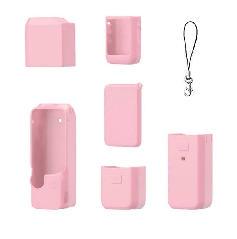 Full Protective Case with Silicone Cover Accessories Silicone TPU Cover for Pocket3 Action Camera (Pink)