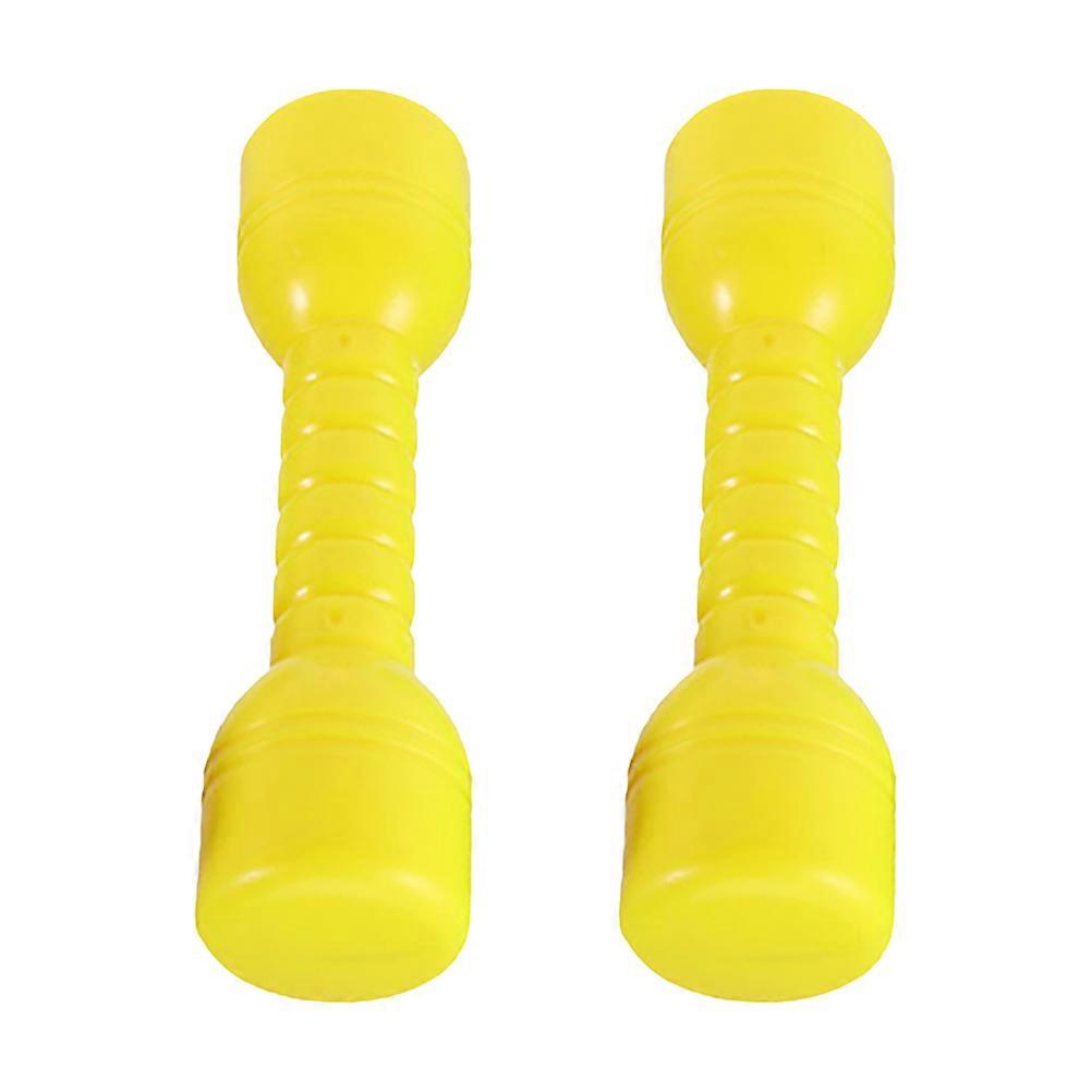 Plastic Dumbbells Ergonomic Hand Bars for Exercising 2Pcs Yellow ABS
