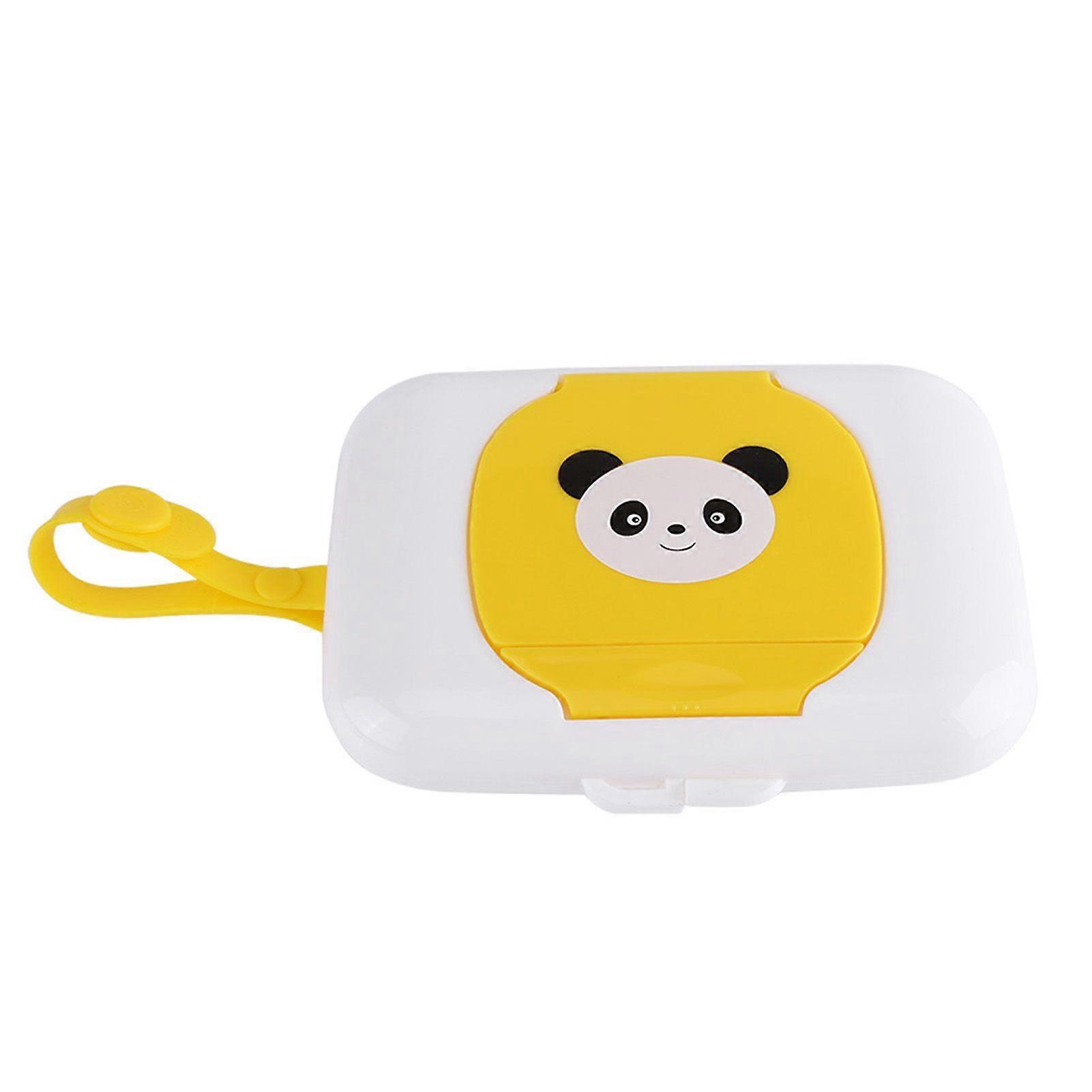Baby Infant Outdoor Travel Stroller Wet Wipes Box Tissue Case Dispenser White&Yellow