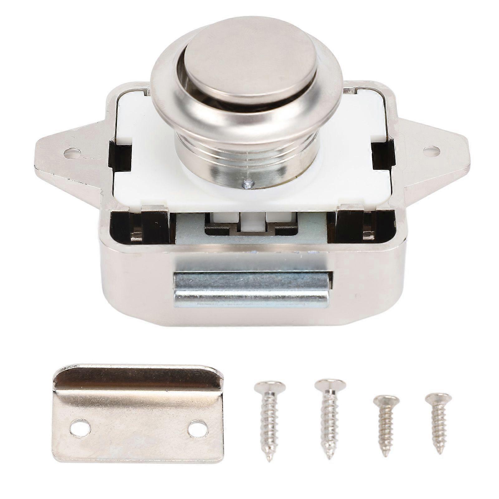 Cabinet Push Button Latch Stylish Look Keyless Cupboard Door Push Button Lock Latch for RV Yacht Motorhome Campervan Caravan Pearl Ni Color