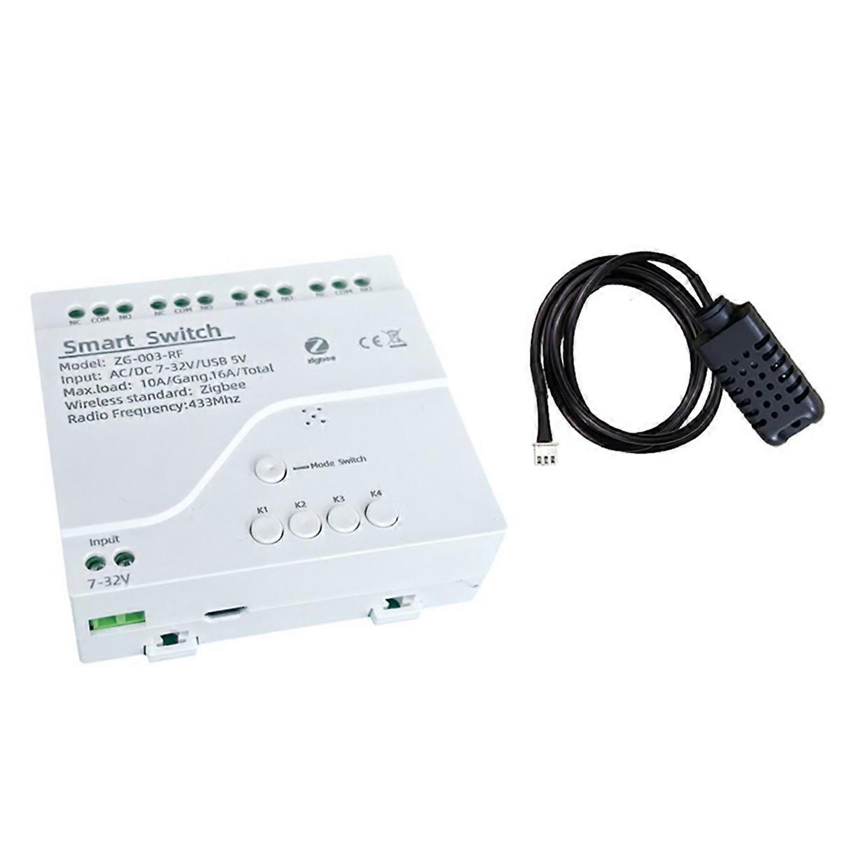 Tuya WiFi 4 Channel Smart Switch with Temperature Humidity Sensor Passive Dry Contact Switch for B