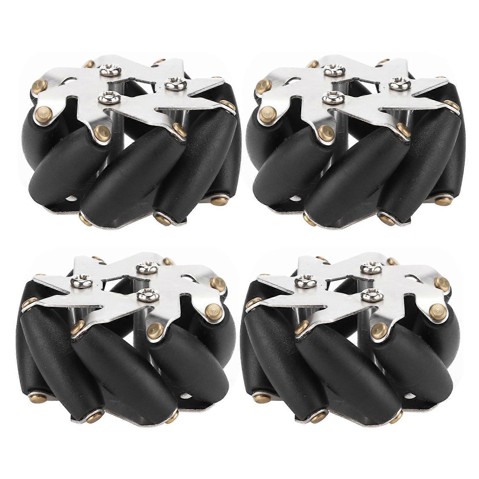 4 Stück 48mm langlebige Stahl-Mecanum-Räder Set linke und rechte Räder für Roboterauto 14209