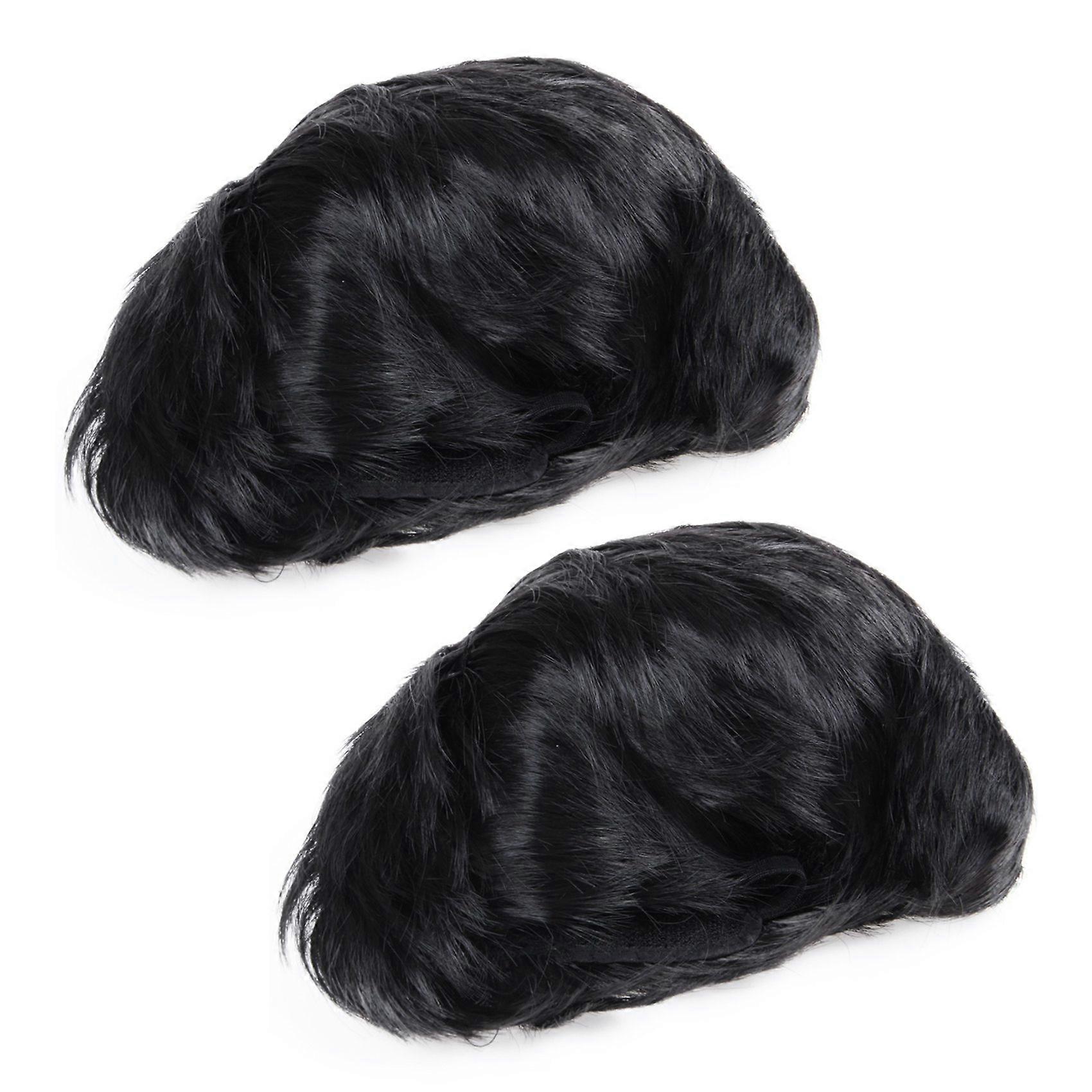 2X Mens Short Straight Black Full Wig