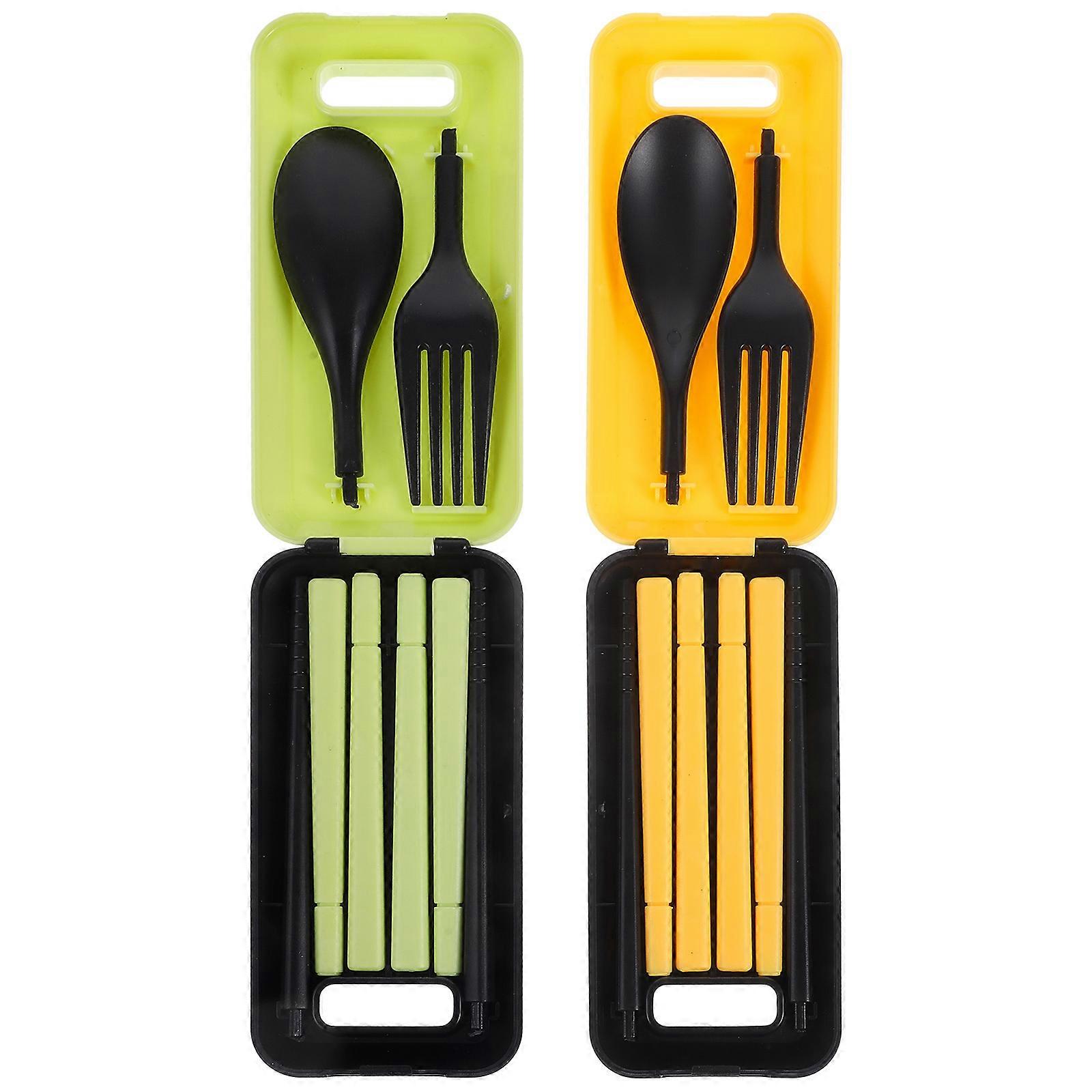 Plastic Cutlery Sets 2Sets Folding Flatware for Eating Use