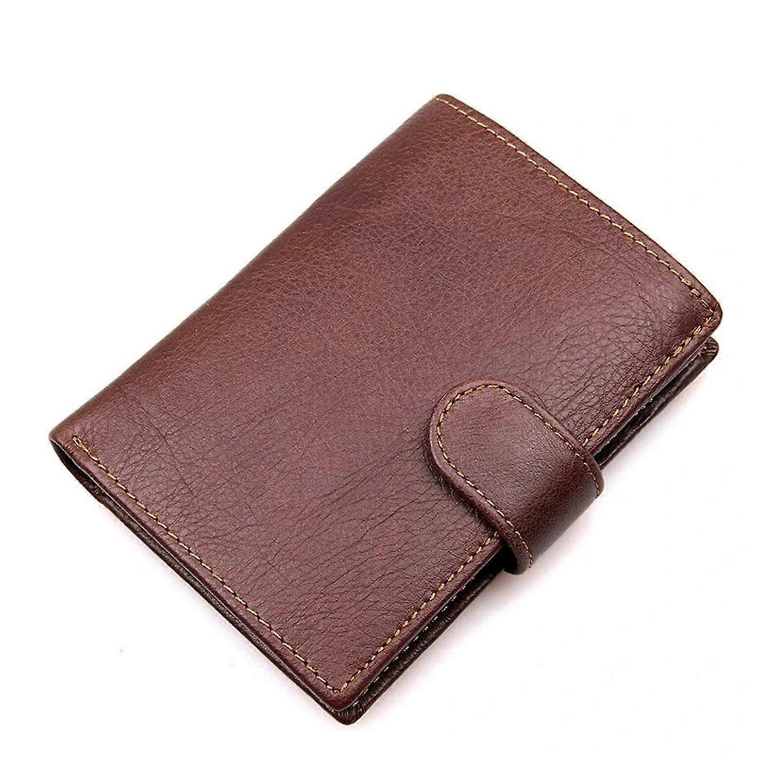 Leather Coin Purse Retro Coin Wallet Three Fold Card Bag Short Cowhide Coffee