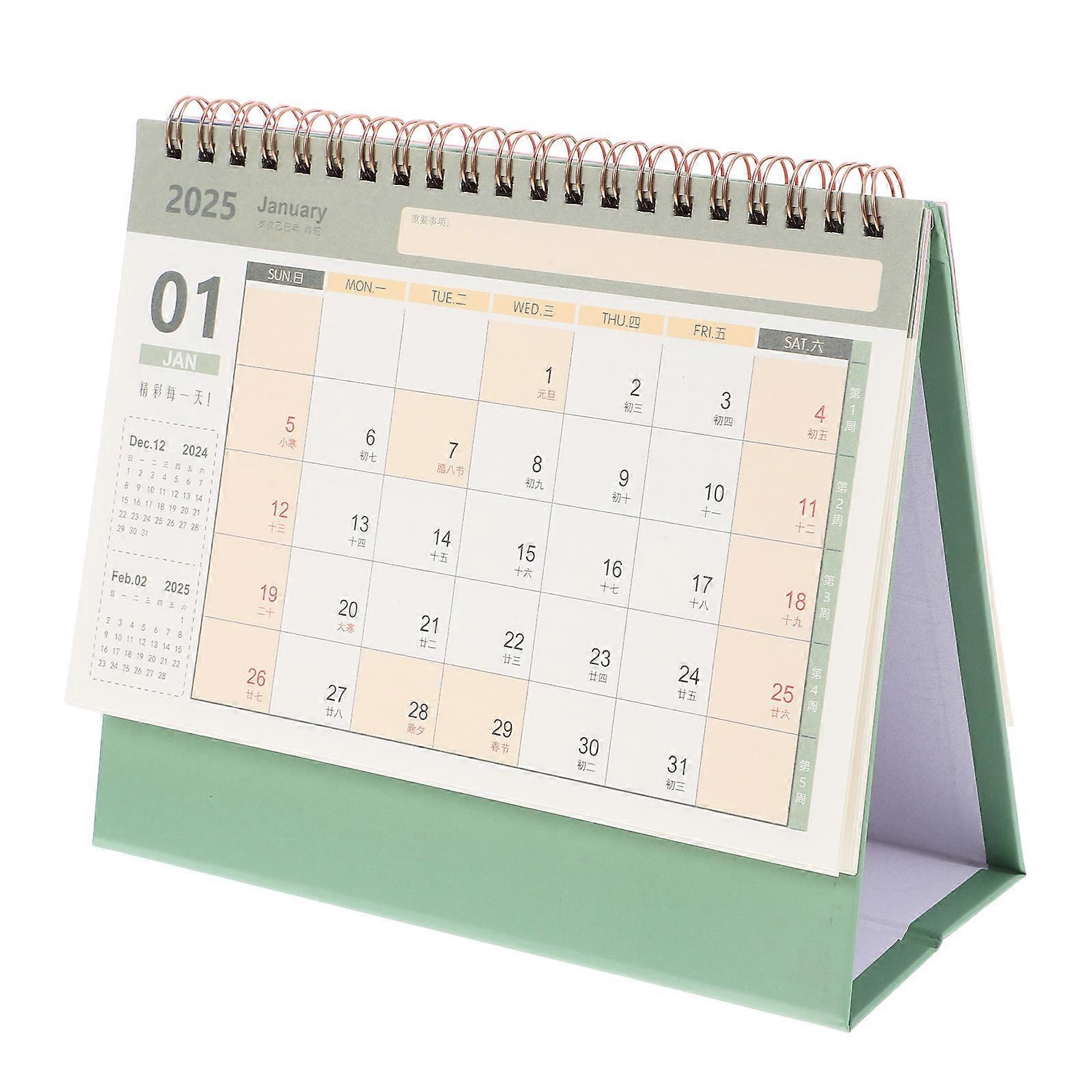 Desk Calendar Standing Flip for Organizing 2Pcs Practical Monthly Table Calendar