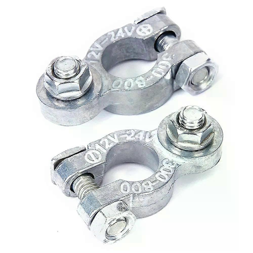 2 PCs Battery terminals zinc terminals for battery battery terminals with fastener +/-