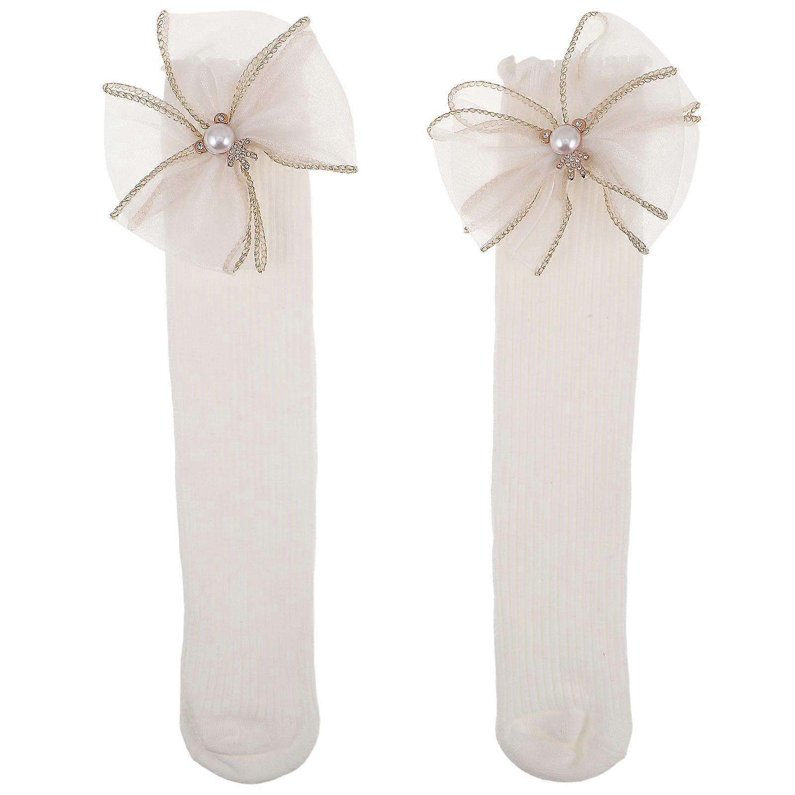 Lace Long Socks Midcalf Length With Lace Trim Japanese Style White Color Comfortable And Breathable For Everyday Wear 1 Pair