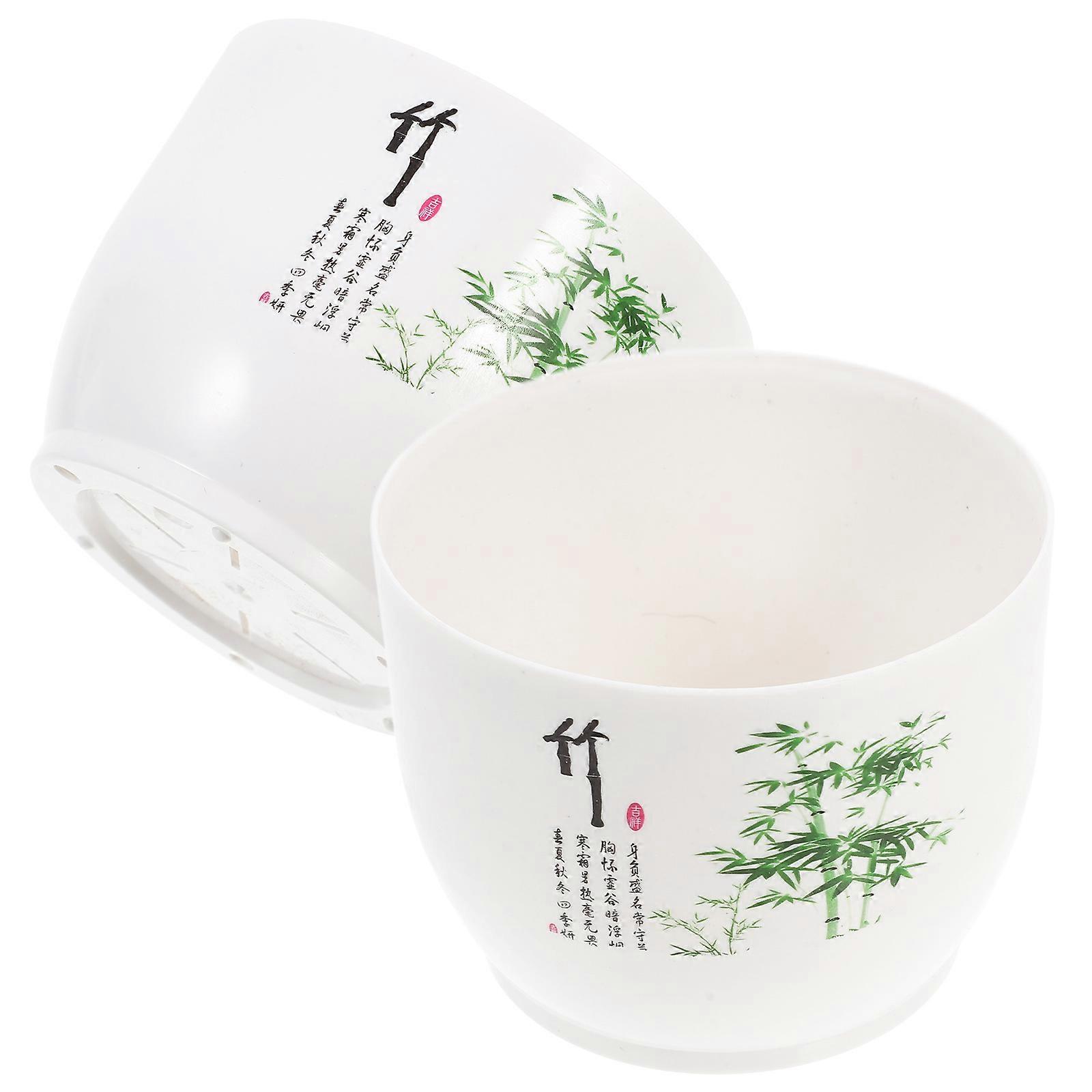 Plastic Planter Pot Hydroponic Flower Container Balcony Use Round Shape Smooth Surface 2Pcs