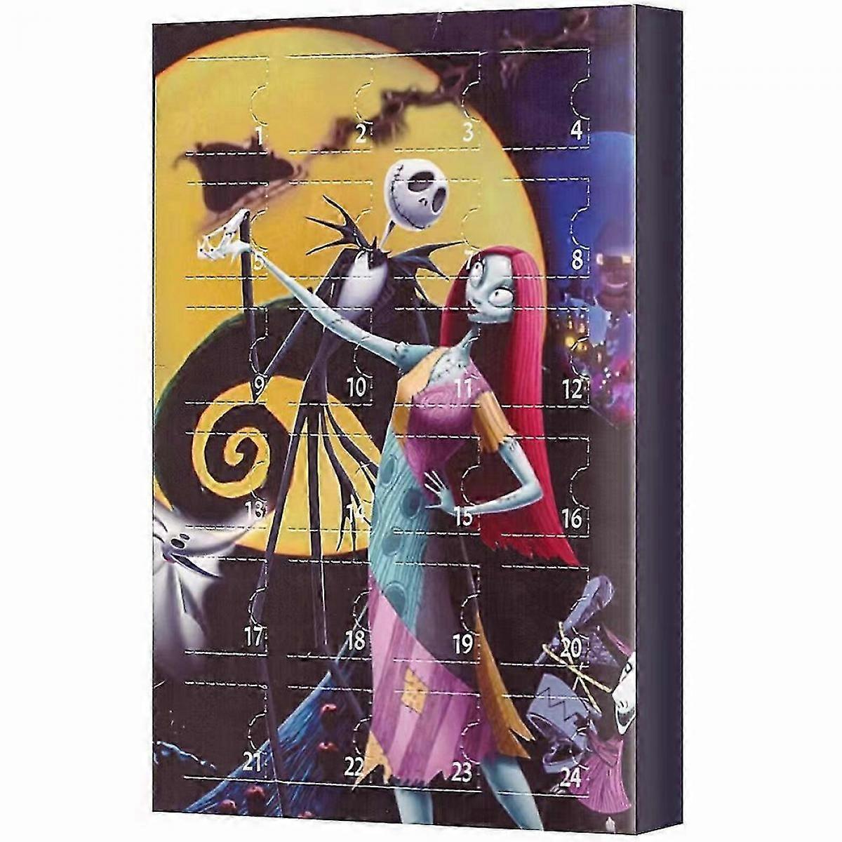 24-piece Halloween miniature character advent calendar, creative miniature skull,crow, tombstone, horror village series, advent calendar F