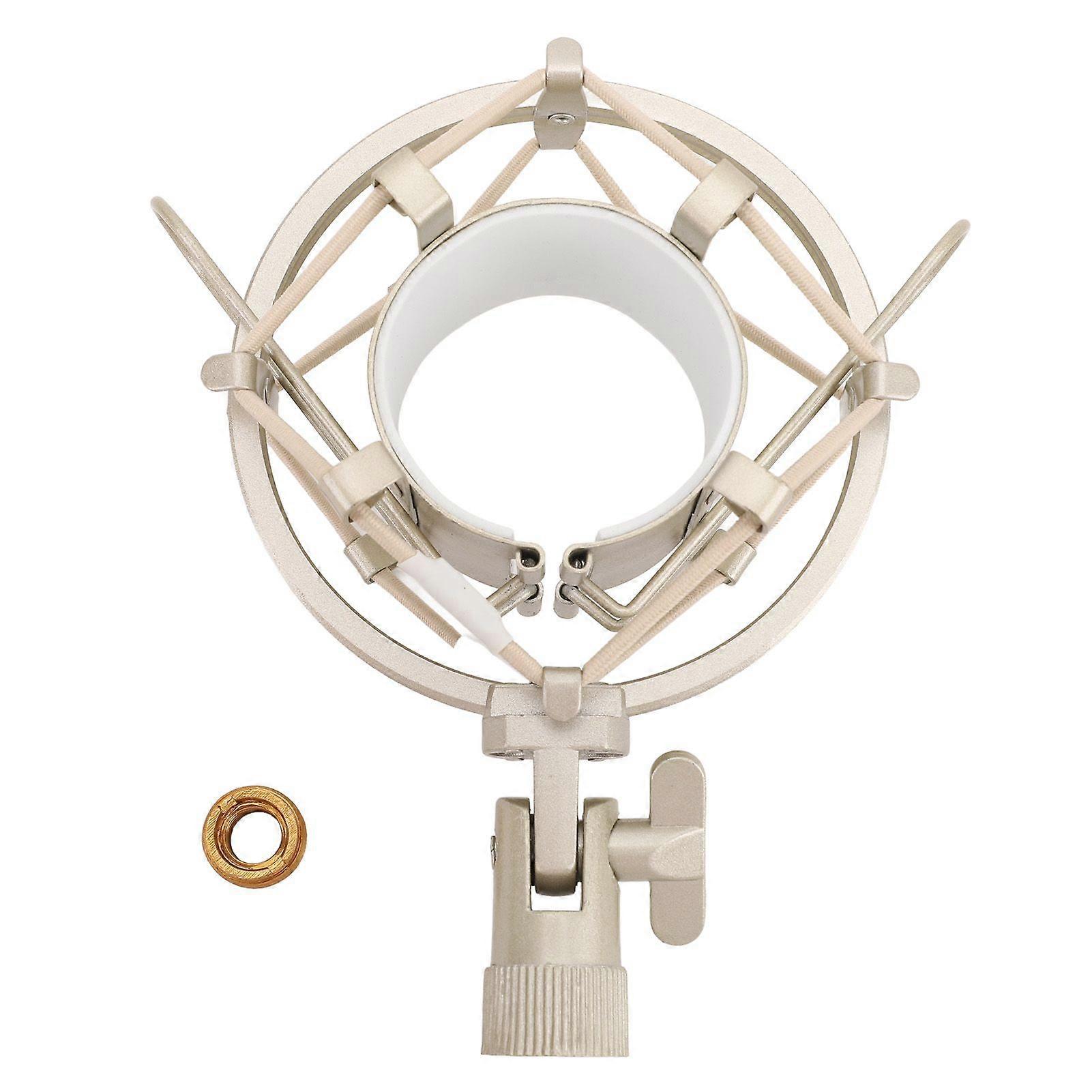 Microphone Shock Mount ABS Anti Vibration Mic Holder with 5/8 to 3/8 Conversion Nut for Diameter 4550mm Round Microphone Gold