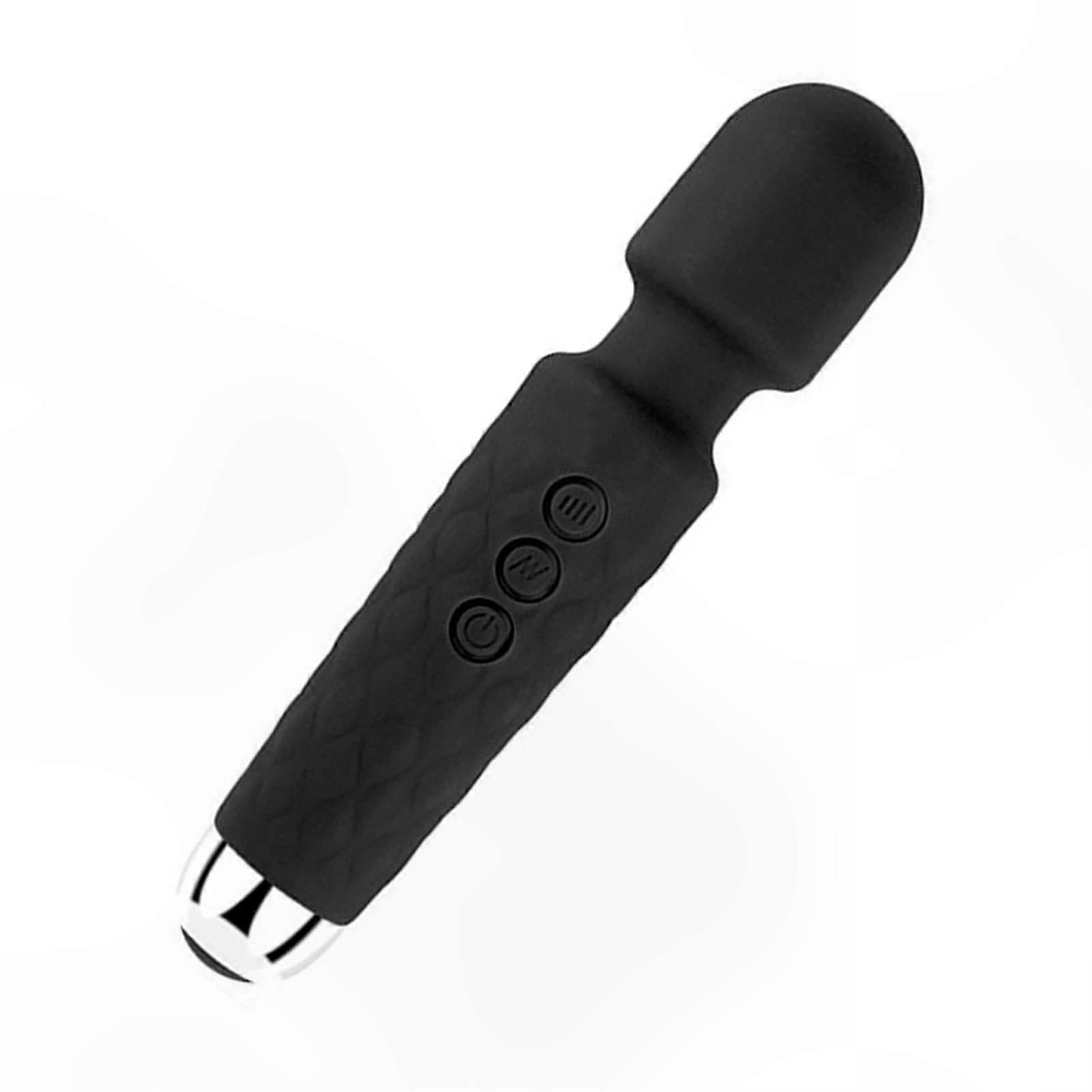 Rechargeable Waterproof Vibrating Massage Wand with 20 Frequency Levels and 8 Speed Settings for Women, Low Noise, Black