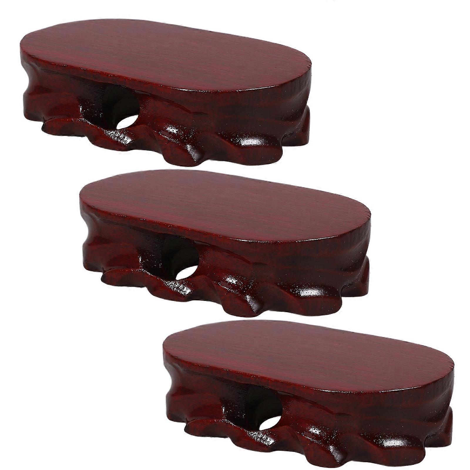 Wooden Vase Stands for Display Use 6Pcs Oval Base for Handicraft Sculptures