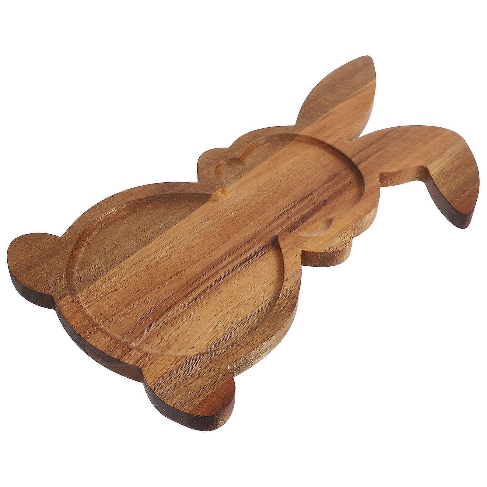 Wooden Bunny Serving Dish for Cooked Food 4Pcs Easter Snack Accessory