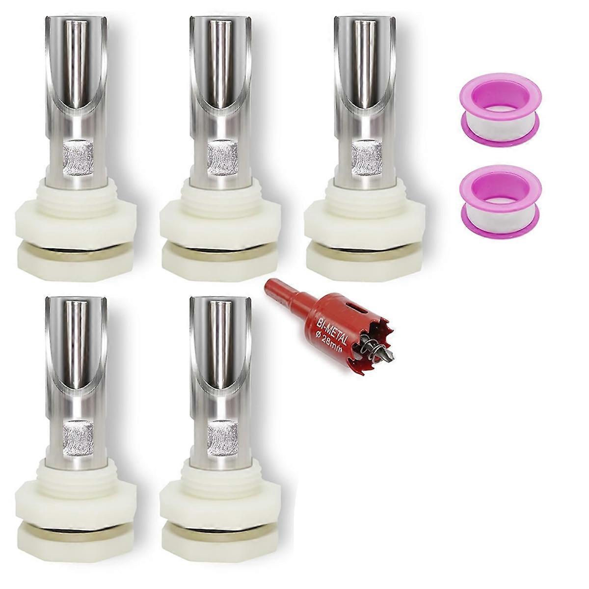 5 PCS Pig Nipple Waterer for Barrels Kit Automatic Pig Water System 1/2 Inch Stainless Steel Waterer