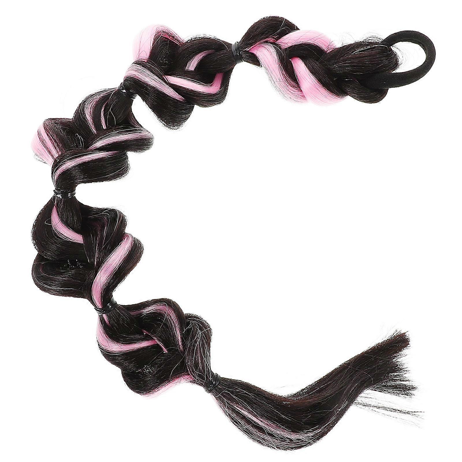 Pink Bubble Braid Hairpiece Ponytail Extension for Cosplay 2Pcs