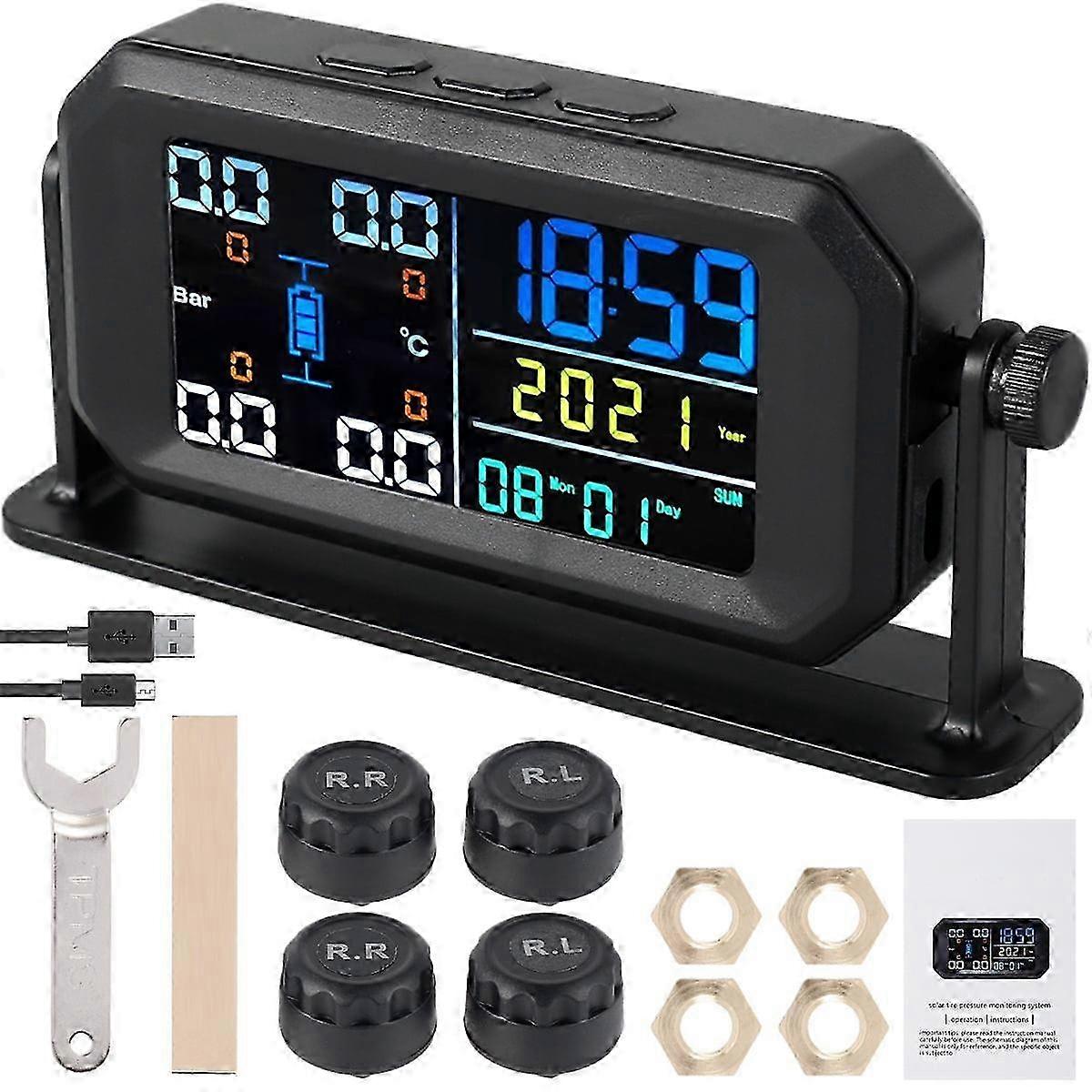 Relax Love Tire Pressure Monitoring System with LCD, 4 Sensors, Multiple Alarms, IPX7 Waterproof, Real-Time for RV Trailer 2025