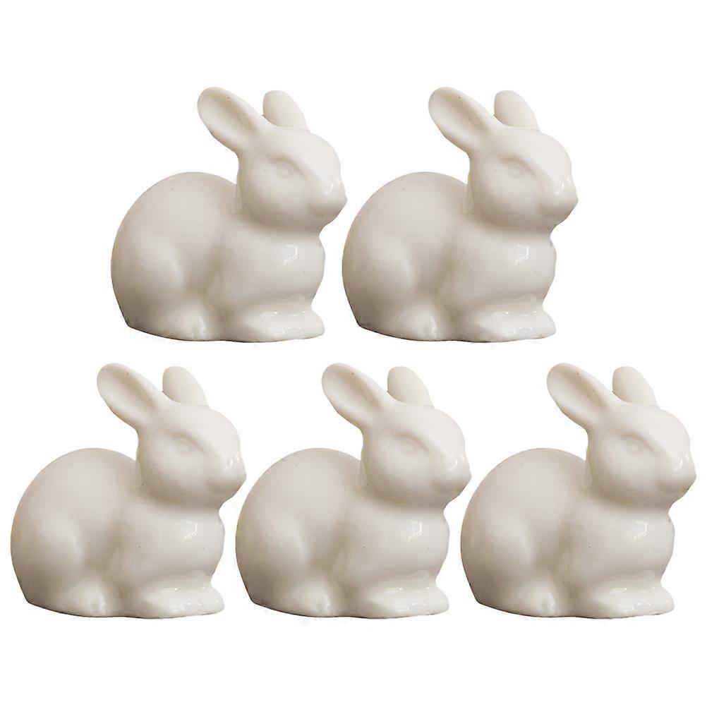 Gardening Rabbit Decor Ceramic Small White Rabbit Ornaments 10Pcs