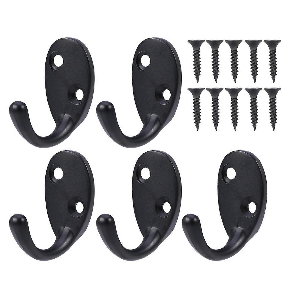 Towel Hooks Black Coat Hanger for Kitchen with 10Pcs Screws and Single Hooks