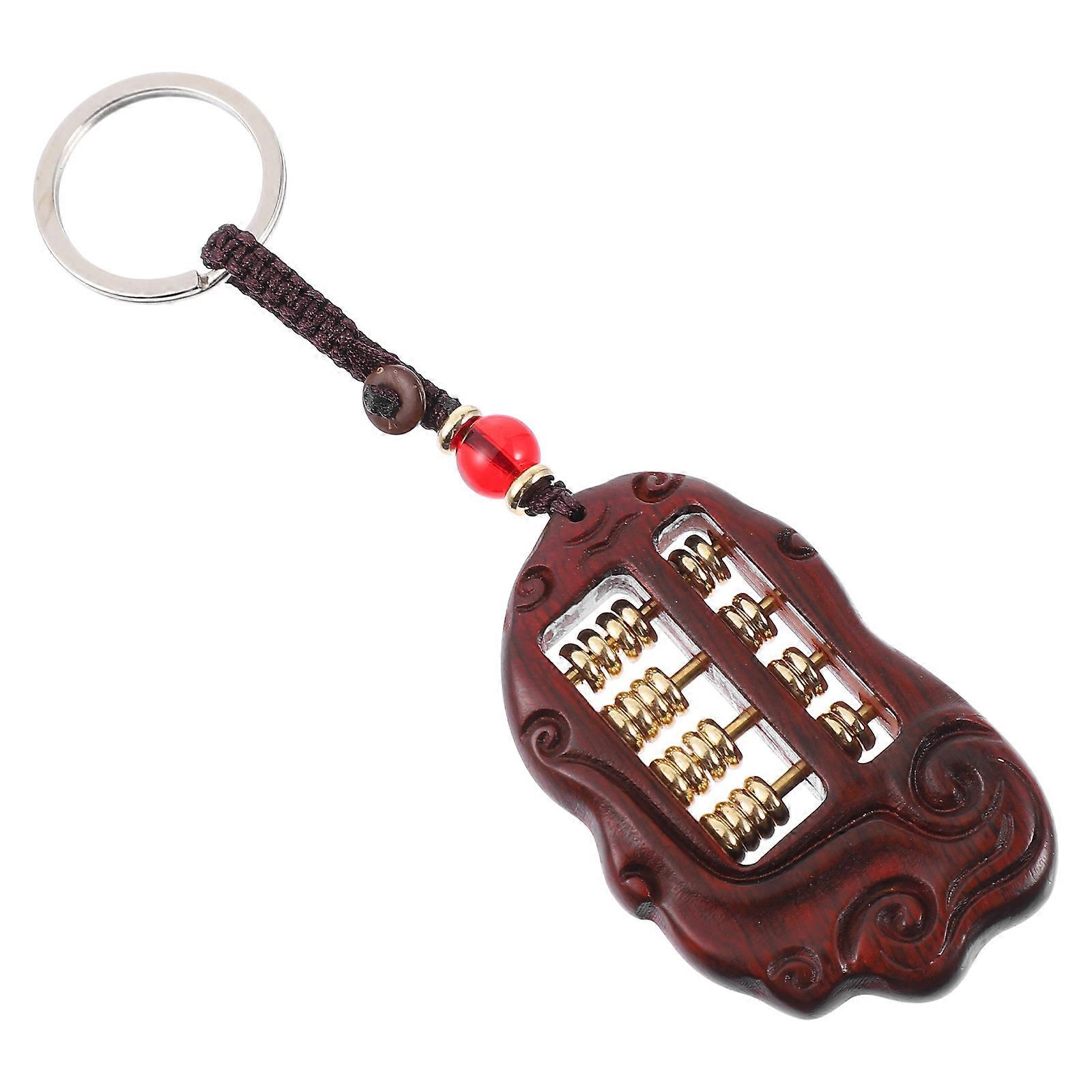 Brass and Wood Abacus Keychain Pendant for Decor Decorative Key Ring