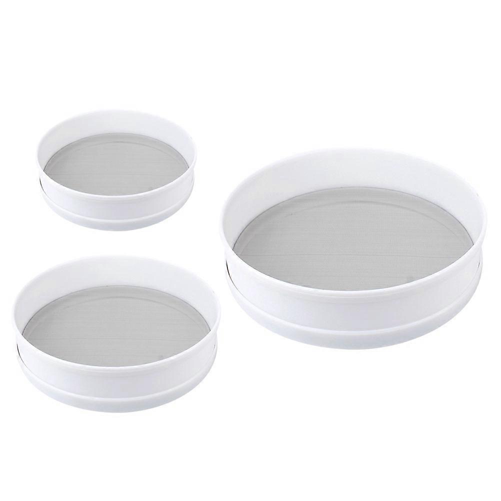 Baking Aid Gadgets 3Pcs Round Flour Sifters For Professional Cooks White Filtering Tool