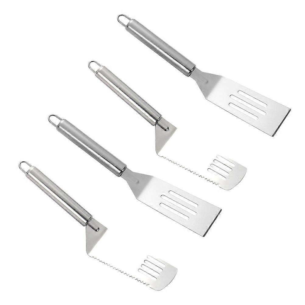 Materials Flat Metal Spatula Pizza Kitchen Tool Home Cooking Silver 4Pcs