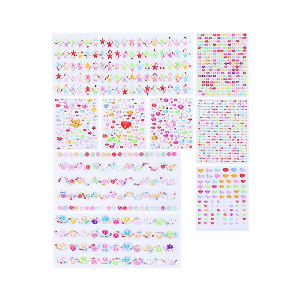 Square Diamond Acrylic Sticker Self Adhesive for Decoration 18 Sheets